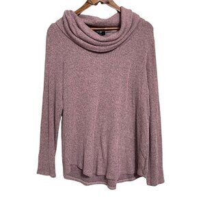 AGB Women's Purple Cowlneck Ribbed Long Sleeve High Low Sweater Size Large